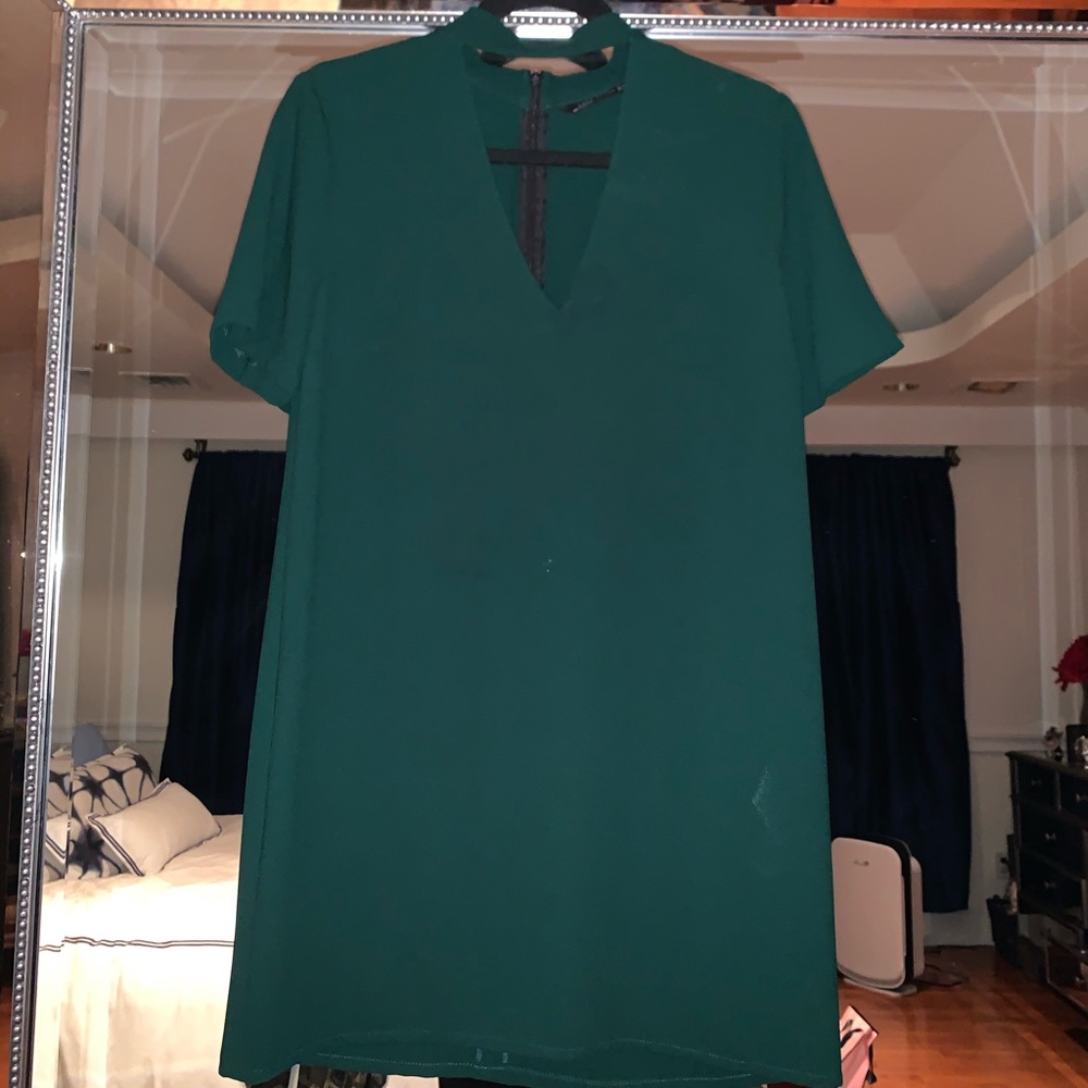Zara Women Dark Green Slip Dress